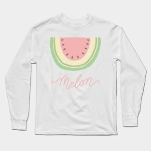 Melon Summer Fruit Watermelon Slice Minimalist Abstract Long Sleeve T-Shirt